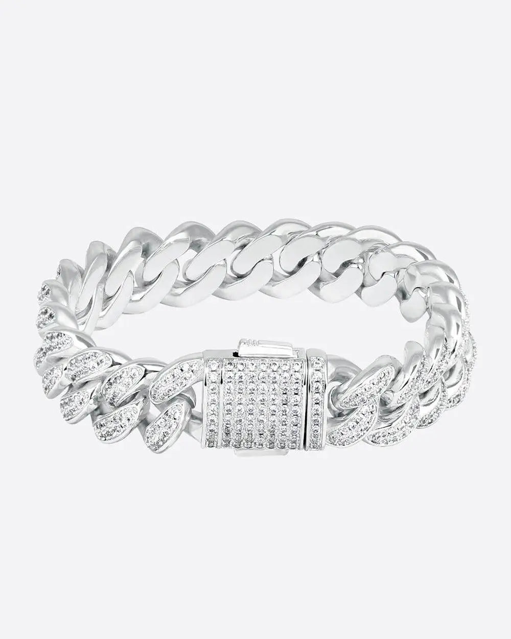 12MM ICED CUBAN LINK BRACELET - White Gold - Cartice™LuxuryJewelryGoldSilverWatchBraceletNecklaceChainIced-outCubanMoissaniteTarnish-freeStainlessDurablePremiumShinePlatedStatementDiamondAffordable