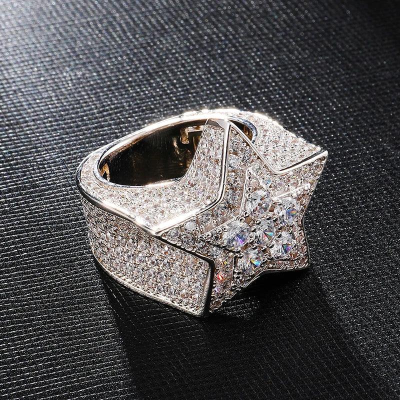 ICED STAR RING - Cartice™LuxuryJewelryGoldSilverWatchBraceletNecklaceChainIced-outCubanMoissaniteTarnish-freeStainlessDurablePremiumShinePlatedStatementDiamondAffordable
