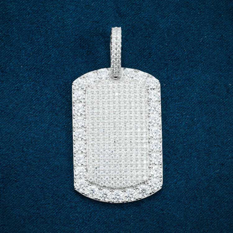 Moissanite Dog Tag Pendant - Vermeil Gold Cartice-jewelry