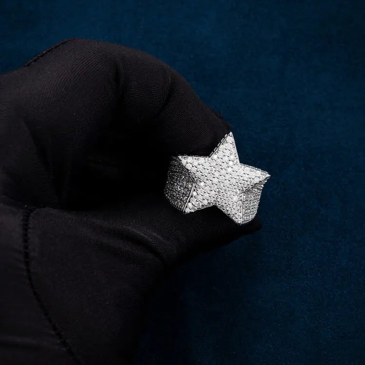 Moissanite Star Ring - Vermeil Gold Cartice-jewelry