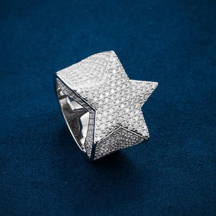 Moissanite Star Ring - Vermeil Gold Cartice-jewelry