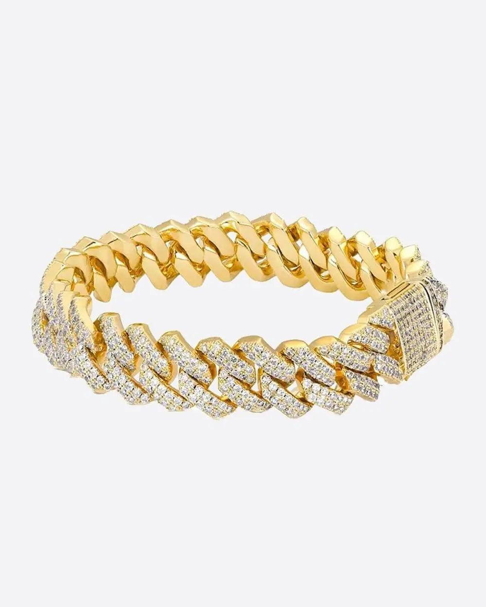 CUBAN MIAMI PRONG 13MM Bracelet - Gold - Cartice™LuxuryJewelryGoldSilverWatchBraceletNecklaceChainIced-outCubanMoissaniteTarnish-freeStainlessDurablePremiumShinePlatedStatementDiamondAffordable