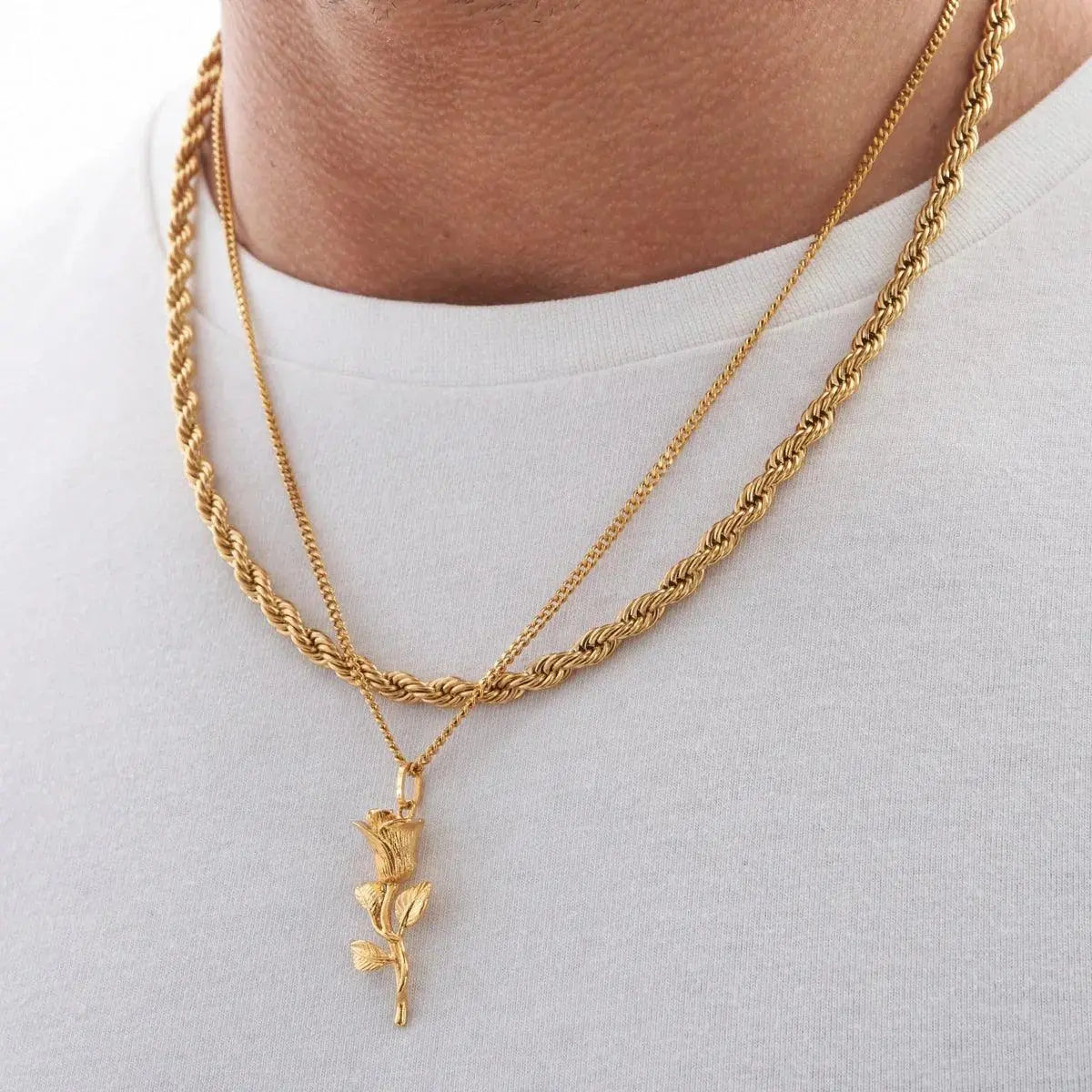 ROSE PENDANT + MICRO CUBAN CHAIN - Cartice™LuxuryJewelryGoldSilverWatchBraceletNecklaceChainIced-outCubanMoissaniteTarnish-freeStainlessDurablePremiumShinePlatedStatementDiamondAffordable