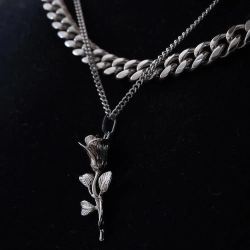 ROSE PENDANT + MICRO CUBAN CHAIN - Cartice™LuxuryJewelryGoldSilverWatchBraceletNecklaceChainIced-outCubanMoissaniteTarnish-freeStainlessDurablePremiumShinePlatedStatementDiamondAffordable