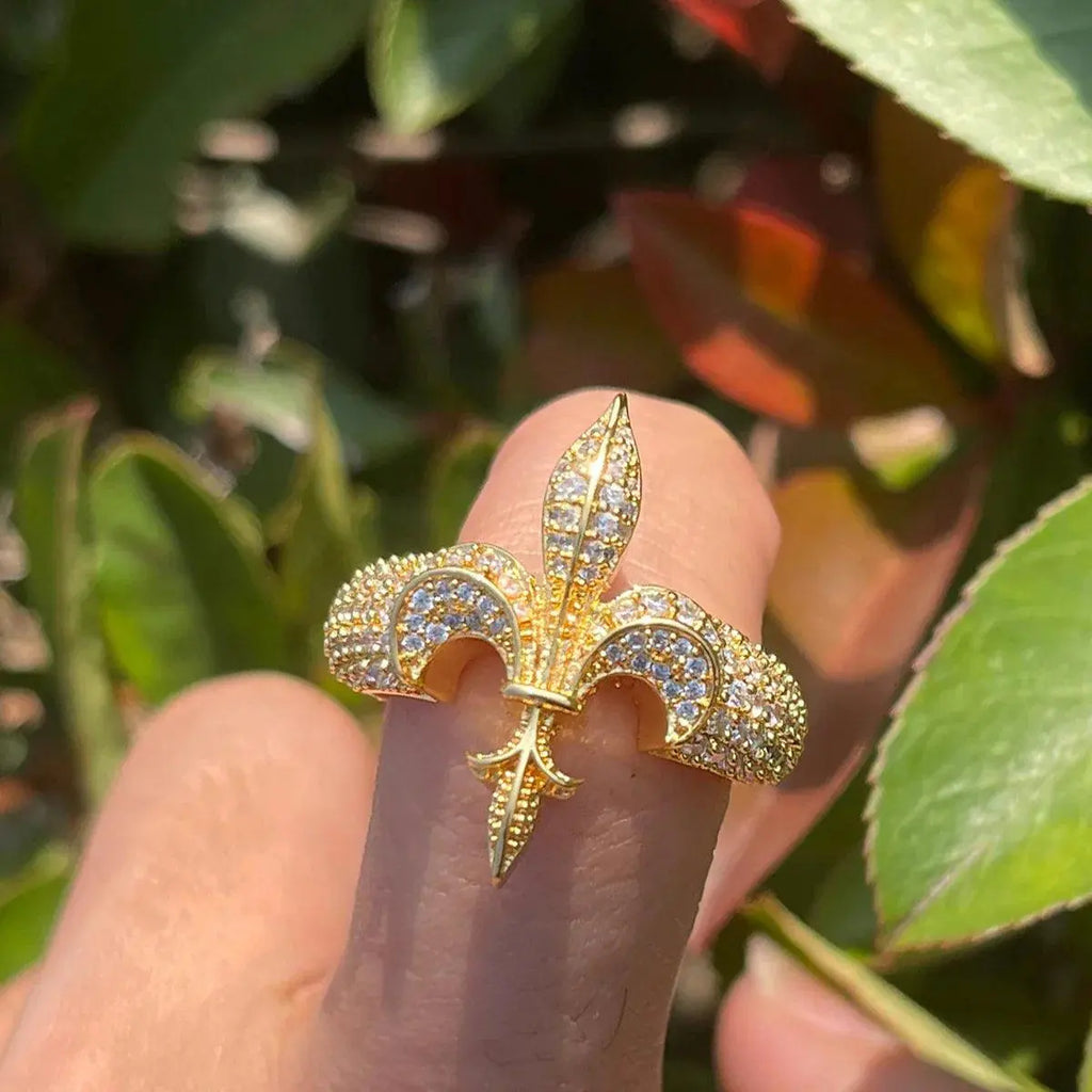 The Fleur De Lys Iced Out Ring - Cartice™LuxuryJewelryGoldSilverWatchBraceletNecklaceChainIced-outCubanMoissaniteTarnish-freeStainlessDurablePremiumShinePlatedStatementDiamondAffordable