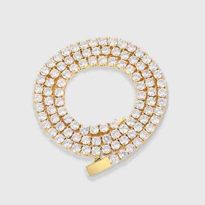 TENNIS CHAIN 3MM - Gold - Cartice™LuxuryJewelryGoldSilverWatchBraceletNecklaceChainIced-outCubanMoissaniteTarnish-freeStainlessDurablePremiumShinePlatedStatementDiamondAffordable